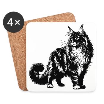 Maine Coon Design – Majestic and Imposing - Coasters (set of 4) - white - Front