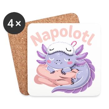 Napolotl Schlafender Axolotl Kawaii - Untersetzer (4er-Set) - Weiß - Vorne