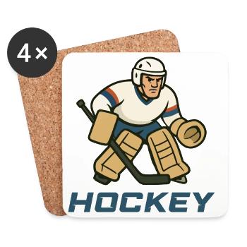 Eishockey Torhüter Cartoon - Coasters (set of 4) - white - Front
