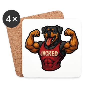 Muscle Dog Fitness Power Design - Dessous de verre (lot de 4) - blanc - Devant
