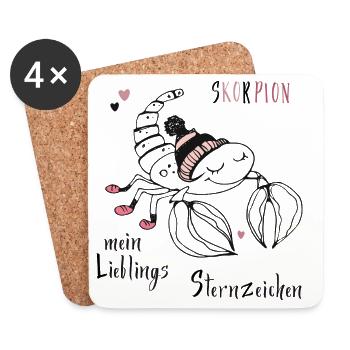 Crab with Cap Scorpio - Coasters (set of 4) - white - Front