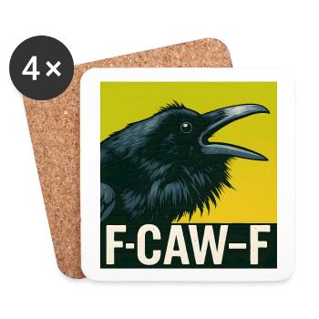 Raven F-Caw-F Retro Funny Black Crow  - Coasters (set of 4) - white - Front