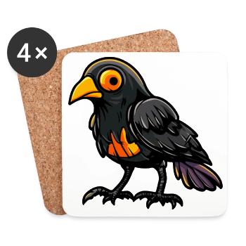 Rabe Krähe Halloween Comic Lustig - Untersetzer (4er-Set) - Weiß - Vorne