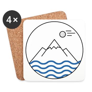 Bergsee Minimal Linienkunst - Untersetzer (4er-Set) - Weiß - Vorne
