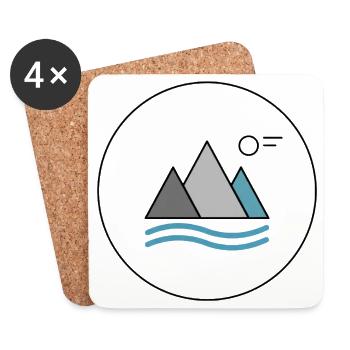 Bergsee Silhouette mit Wellen - Untersetzer (4er-Set) - Weiß - Vorne
