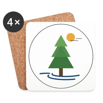 Geometric forest tree with sun - Coasters (set of 4) - white - Front