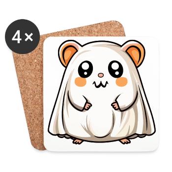Hamster Halloween fantôme - Dessous de verre (lot de 4) - blanc - Devant