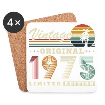 1975 Vintage Rétro Cadeau D'anniversaire - Dessous de verre (lot de 4) - blanc - Devant