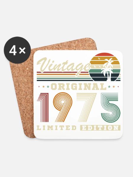 1975 Vintage Retro Geburtstagsgeschenk - Untersetzer (4er-Set) - Weiß