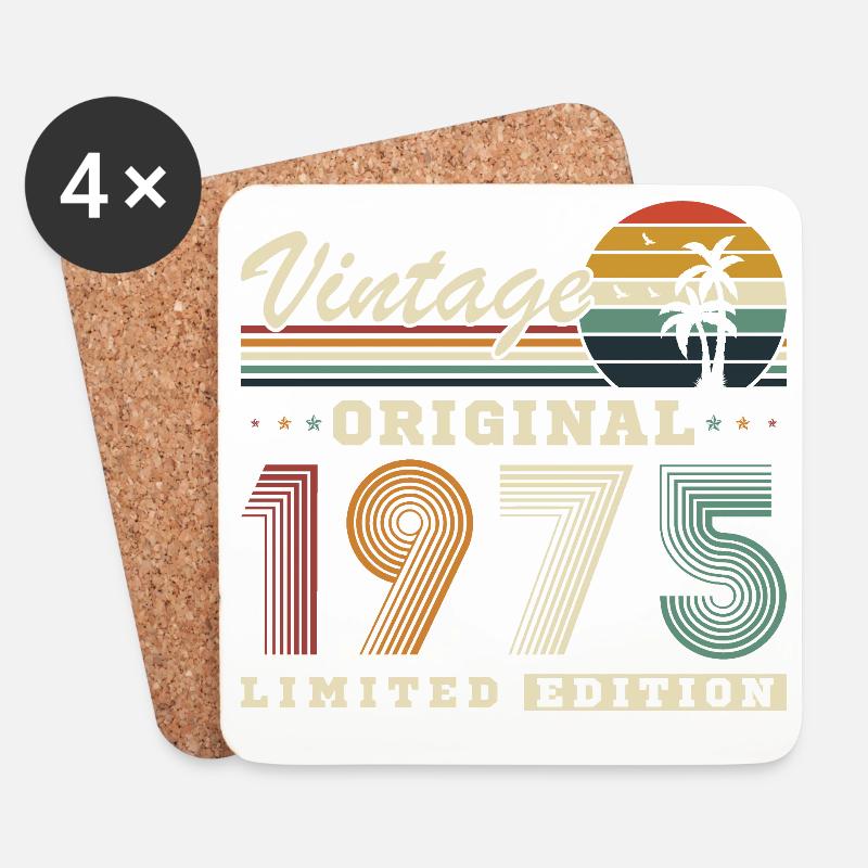 1975 Vintage Retro Geburtstagsgeschenk - Untersetzer (4er-Set) - Weiß