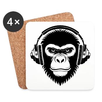 Prime Sound Wave Vibe Monkey Head Shirt - Coasters (set of 4) - white - Front