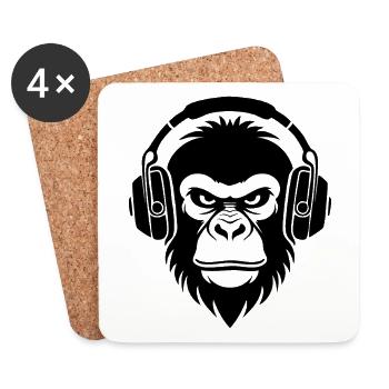 Midnight Club Groove Monkey Head Design Chemise - Dessous de verre (lot de 4) - blanc - Devant
