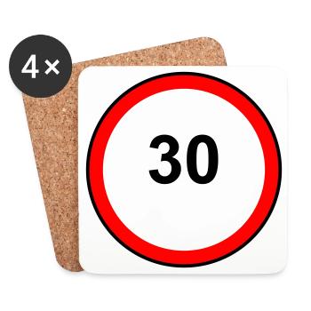 Tempo 30 Schild Muster - Untersetzer (4er-Set) - Weiß - Vorne