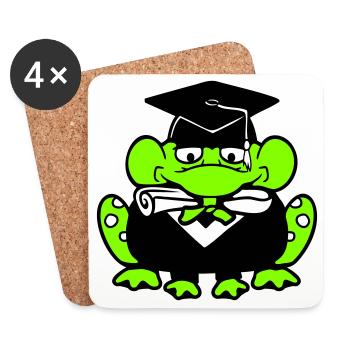 Frosch Schulabschluss Abitur bestanden College süß - Untersetzer (4er-Set) - Weiß - Vorne