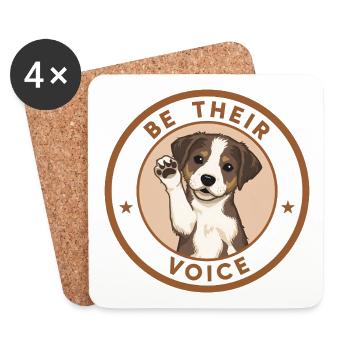 Cute Dog Cartoon Be Their Voice - Coasters (set of 4) - white - Front