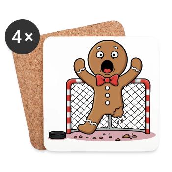dessin animé de hockey de Noël -Hockey - Dessous de verre (lot de 4) - blanc - Devant