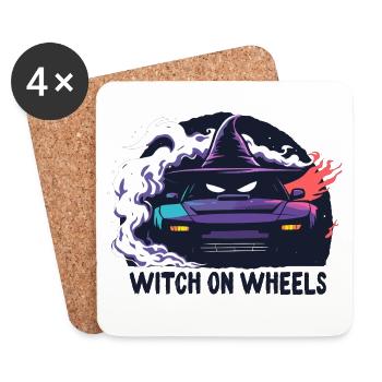 Witch on Wheels Neon Ride - Coasters (set of 4) - white - Front