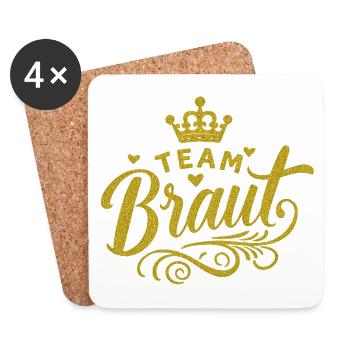 Team Bridal Gold Glitter - Coasters (set of 4) - white - Front