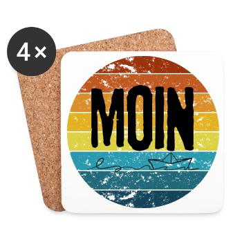 « Coucher de soleil lunaire » – Rétro - Dessous de verre (lot de 4) - blanc - Devant