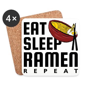 Eat Sleep Ramen Repeat - Coasters (set of 4) - white - Front