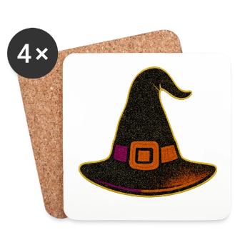 Chapeau de sorcière scintillant paillettes - Dessous de verre (lot de 4) - blanc - Devant