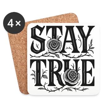 Stay True Typography Rose Art - Untersetzer (4er-Set) - Weiß - Vorne