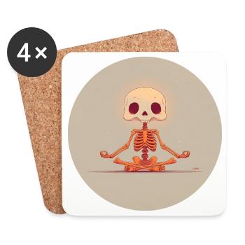 Posture de méditation du squelette en orange - Dessous de verre (lot de 4) - blanc - Devant