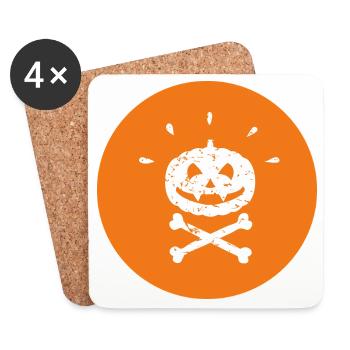 Jolly Roger Halloween Vampire Citrouille Blanc Orange - Dessous de verre (lot de 4) - blanc - Devant