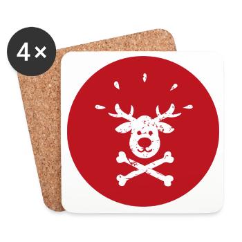Jolly Roger Rudolph Reindeer Christmas Design - Coasters (set of 4) - white - Front