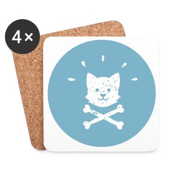 Pirate Corgi Crossed Bones Jolly Roger - Coasters (set of 4) - white - Front