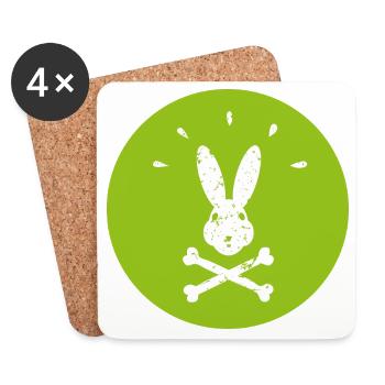 Le lapin pirate en lapin vert de Pâques à la Jolly Roger - Dessous de verre (lot de 4) - blanc - Devant