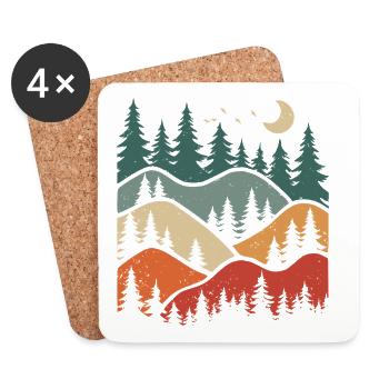 Forêt Paysage Nature Arbres Amoureux de la Nature - Dessous de verre (lot de 4) - blanc - Devant