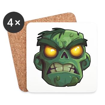 Scary zombie head - Coasters (set of 4) - white - Front