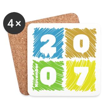 18. Geburtstag Farbige Patches depuis 11/2007 - Dessous de verre (lot de 4) - blanc - Devant