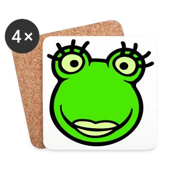 Frog Girl Eyelashes Pretty Woman Female Girl - Coasters (set of 4) - white - Front