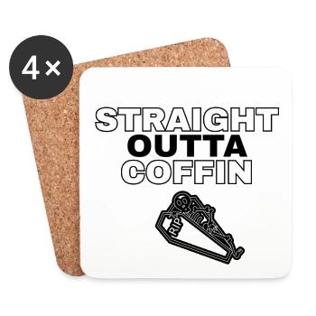 Straight Outta Coffin Skeleton Design - Coasters (set of 4) - white - Front