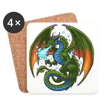Bleu Vert Dragon Cracheur de Glace - Dessous de verre (lot de 4) - blanc - Devant