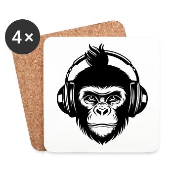 Beat Maker Monkey Head Studio Session Shirt - Coasters (set of 4) - white - Front