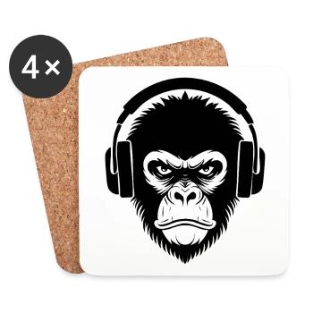 Urban Monkey Head Night Ride Edition Shirt - Coasters (set of 4) - white - Front