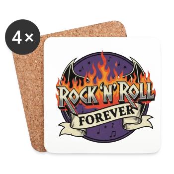 Rock N Roll Forever Flaming Logo - Coasters (set of 4) - white - Front