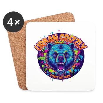 Urban Grizzly Street Art - Coasters (set of 4) - white - Front