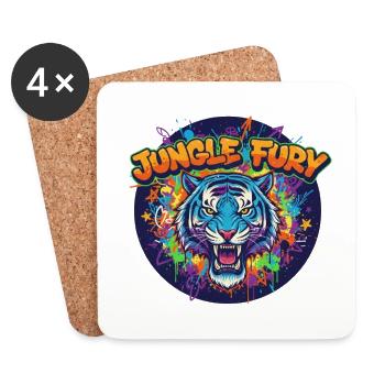 Jungle Fury Tiger Graffiti - Dessous de verre (lot de 4) - blanc - Devant