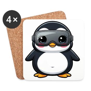 Lustiger Pinguin VR Gamer Zocker Nerd Cartoon - Untersetzer (4er-Set) - Weiß - Vorne