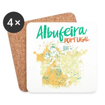 Plage du Peneco Albufeira illustration Algarve - Dessous de verre (lot de 4) - blanc - Devant