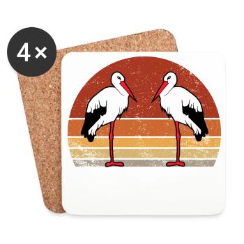 Papagei Vintage Vogel Retro - Untersetzer (4er-Set) - Weiß - Vorne