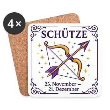 Sternzeichen Schütze - Untersetzer (4er-Set) - Weiß - Vorne