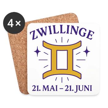 Sternzeichen Zwillinge - Untersetzer (4er-Set) - Weiß - Vorne