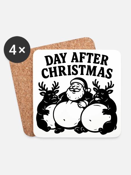 Jour après Noël Nourriture consommée - Dessous de verre (lot de 4) - blanc