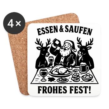 Weihnachten Gelage Essen und Saufen Santa Claus - Untersetzer (4er-Set) - Weiß - Vorne