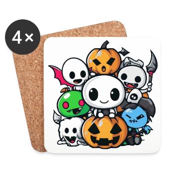 Halloween Party Figuren Comic - Untersetzer (4er-Set) - Weiß - Vorne
